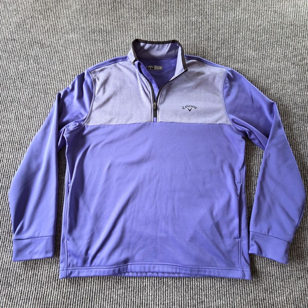 Callaway Golf Pullover 1/4 Zip Men's Size XL Purple Colorblock Fleece Lined